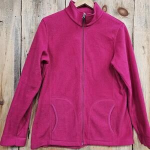 Hot Pink Woolrich Jacket Fleece Large Pockets Full Zip Barbiecore
